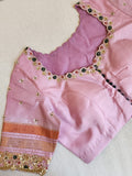 Kanjeevaram saree in bottle green with a baby pink border