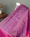 Unique kanjeevaram in lilac with a stunning floral pink border