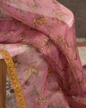 Pure organza saree with beautiful kalamkari prints
