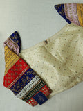 Off white brocade blouse with multi colored patch work sleeves