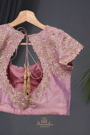 Blush Pink Satin Georgette Cocktail saree