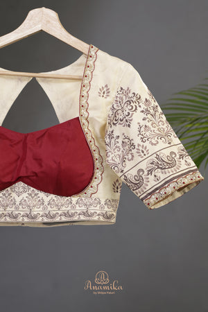 Tmeless kanjeevaram in a maroon shade