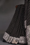 A graceful black Georgette saree with stylish full sleeves blouse