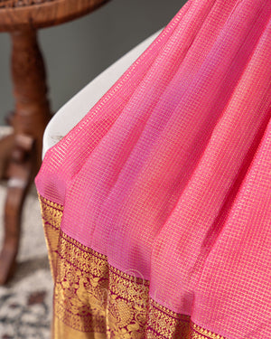 Gadwal Kanchi saree in a lovely pink and wine combo