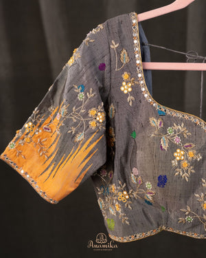 Mango yellow Gadwal pattu saree with non Zari concept