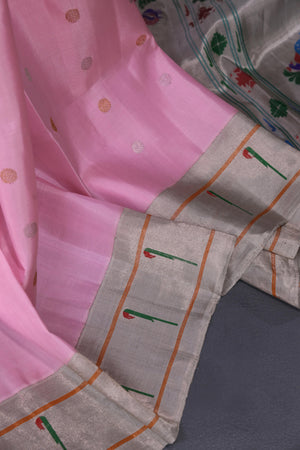 Gadwal Paithani saree in lovely baby pink