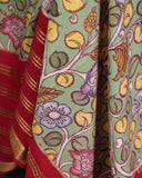 Kalamkari print on mysore crepe silk saree