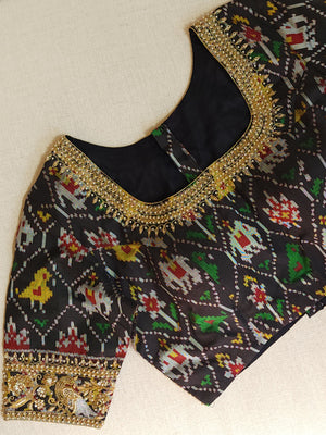 Black Patola blouse with beautifully designed zardosi work