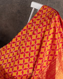 Orange Twill Silk Saree with a beautiful kanchi border