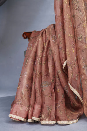 A dreamy floral organza in light brown