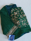 Jacket pattern blouse in dark green with ties at the back