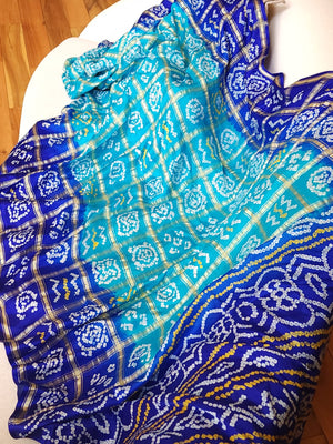 Bandini Gharchola saree in hues of blue