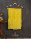 Lovely yellow Georgette saree with beautiful scalloped Chikankari border