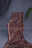 Earthy brown ajrak saree with swaroski stone work