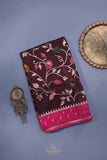 A beautiful floral Tusser Georgette - Brown