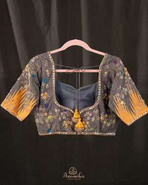 Mango yellow Gadwal pattu saree with non Zari concept