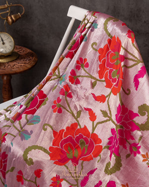 Paithani Tusser Georgette in a new shade of purplish pink