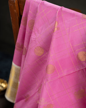 Kanjeevaram saree in a lovely shade of baby pink and off white pastels