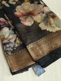 Elegant Black Organza saree with dreamy floral prints