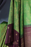 Regal Wine-Maroon & Emerald Green Kanjeevaram Silk Saree