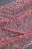 Blush pink cocktail saree with sequins work