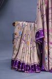 A beautiful Paithani inspired Georgette saree - Deep Purple