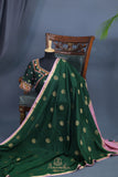 Mysore crepe silk saree in a beautiful shade of emerald green