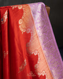 Banarasi Silk Saree in a lovely combo of orange and lavender