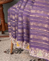 Lavender Goergette Organza saree with zari lines all over