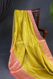 A dreamy kanjeevaram saree in a pastel lime shade