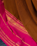 Mysore crepe silk saree in a lovely color combo of earthy brown and magenta