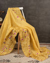 Lovely yellow tissue saree with beautiful thread embroidered border