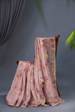 A dreamy floral organza in beautiful shades of dusty rose pink