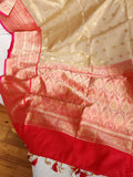Gold Tissue Banarasi saree with a red border