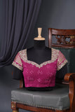 Pink Banarasi Georgette saree with a stunning work blouse