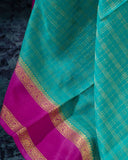 Mysore crepe silk saree in a lovely color combo of teal and magenta