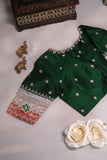 Regal chanderi pattu in a stunning emerald green color