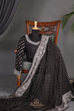 A graceful black Georgette saree with stylish full sleeves blouse