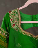 Mysore crepe silk saree in a lovely color combo of red and green