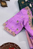 Gadwal pattu saree in the most beautiful dark green and lavender combo