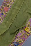 Parrot Green falling silk with hand painted kalamkari border