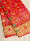 Red & Peach shaded Bandini Georgette saree