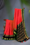 Mysore Silk saree in a stunning shade of red and black
