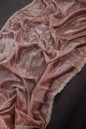 Onion pink organza tissue saree