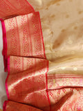 Gold Tissue Banarasi saree with a red border