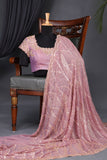 Blush Pink Satin Georgette Cocktail saree