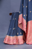 Soft Silk Pattu - Color play at its finest - Blue/Pink