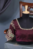 Regal Wine-Maroon & Emerald Green Kanjeevaram Silk Saree