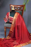Classic red and regal gold mysore crepe silk saree
