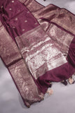 Kanchi soft silk saree in a lovely shade of dark magenta purple